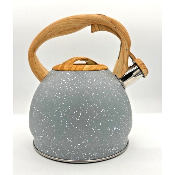 Well Equipped‎ Kitchen Stainless Steel Tea Kettle Ergonomic Wood Rubber Handle - Picture 1 of 16